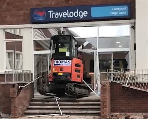 mini excavator hotel rampage|Liverpool Travelodge: Digger driver jailed for rampage .